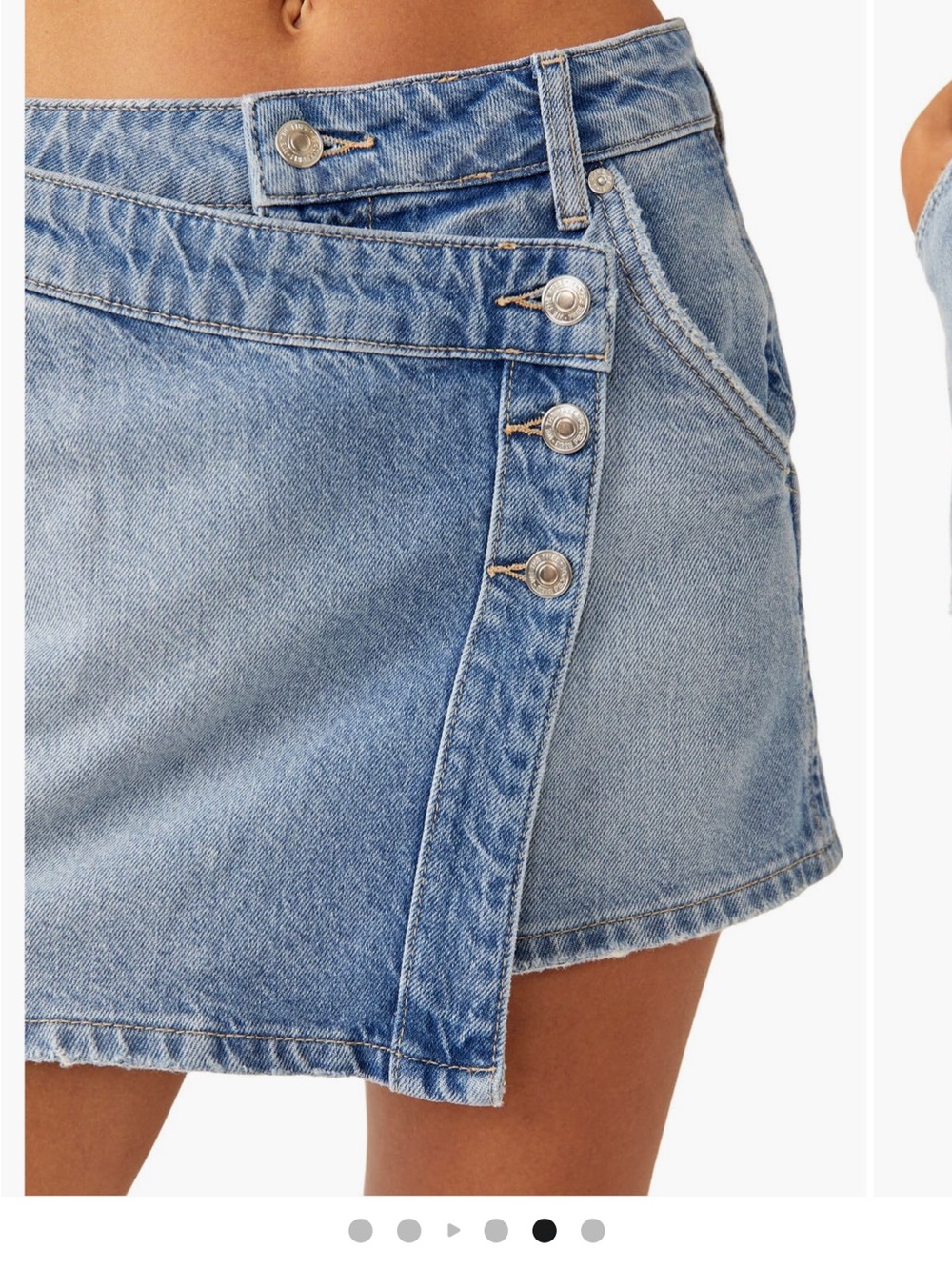 Free People Faded Blue Denim Mini Skirt/skort
